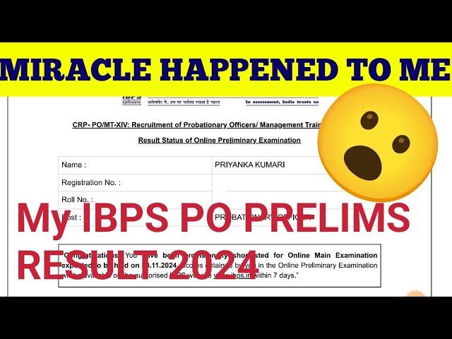 My IBPS PO PRELIMS RESULT 2024/ life मे पहली बार ये exam qualify हुआ है  #ibpspo #ibps #ibpspo2024