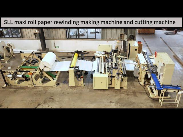Toilet paper and kitchen towel rewinding making machine and band saw maxi roll cutting machine