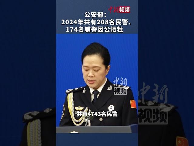 公安部：2024年共有208名民警、174名辅警因公牺牲