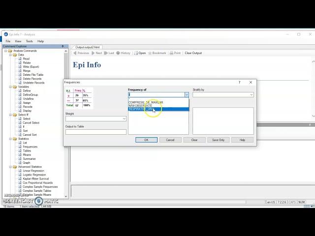 Create a frequency table in EpiInfo