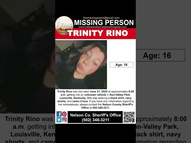 16 YEAR OLD TRINITY RINO IS MISSING FROM LOUISVILLE KENTUCKY!!!  HELP BRING HER HOME SAFE!!!
