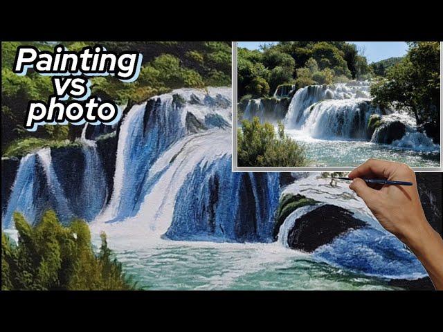 How To Paint Realistic Waterfalls Time Lapse |Realistic Painting Tutorial |Eps71