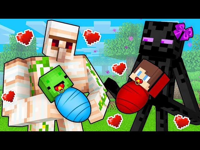 Mikey and JJ Were Adopted By Golem and Enderman in Minecraft (Maizen)