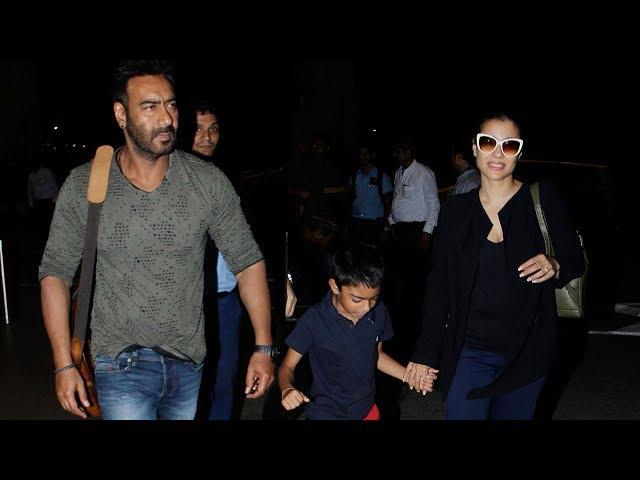 Ajay Devgn Spotted With His Wife Kajol & Kids At Mumbai Airport