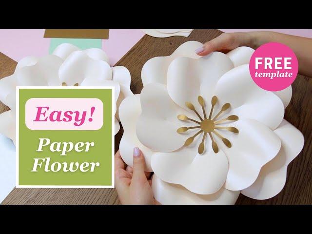 LARGE PAPER FLOWER TUTORIAL | easy to make + FREE templates, DIY wall decor