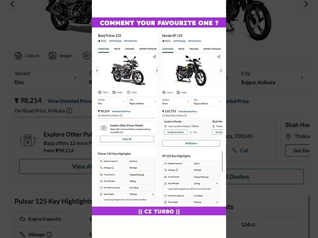 Bajaj Pulsar 125 Vs Honda Sp 125 Full Comparison Review In 2024