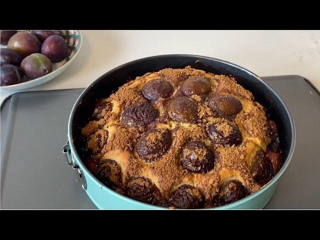 Easy Fresh Plum Cake Recipe - Coffee/tea cake with Fresh Plums - Plum Torte