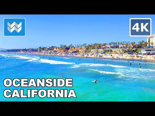 [4K] Oceanside Beach Pier in San Diego County, California USA - Walking Tour & Travel Guide  