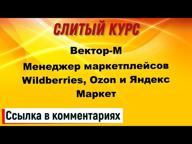 Слив курса. Вектор М - Менеджер маркетплейсов Wildberries, Ozon и Яндекс Маркет 2023