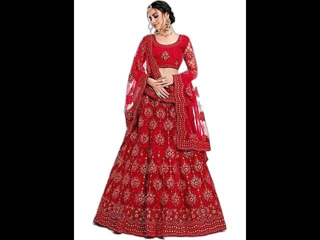 Women's Net Embroidered Lehenga Choli And Dupatta Set