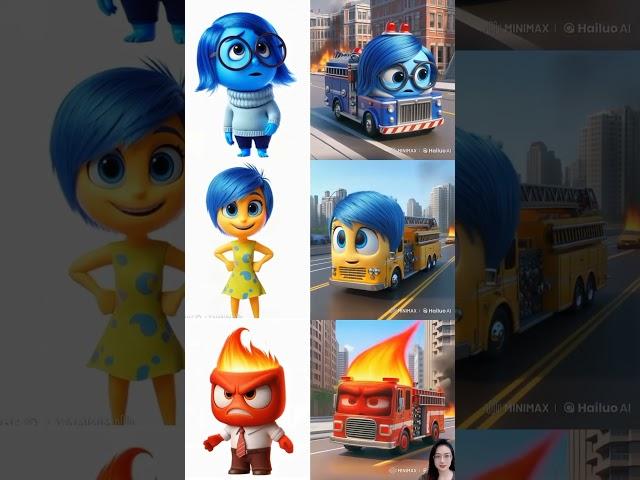 Inside Out Cartoon Becomes a Fire Truck #insideout #firetruck #cartoon #disney