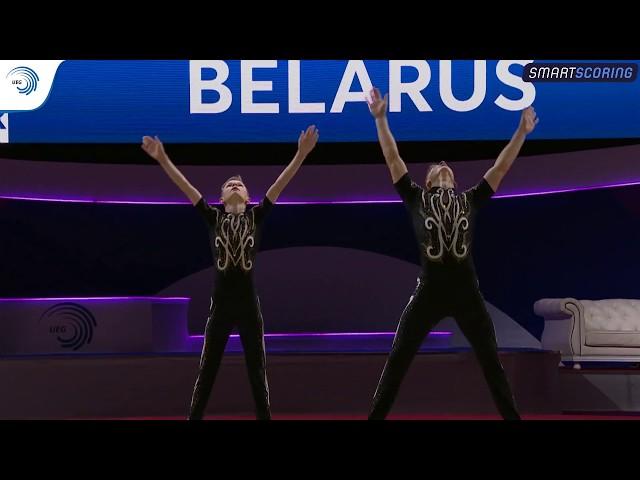 Adrian TRAFIMOVICH & Andrei VLASIUK  (BLR) - 2019 junior Europeans, all-around final