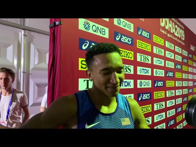 Donavan Brazier advances at 2019 Worlds Says Amos being out doesn't affect him much