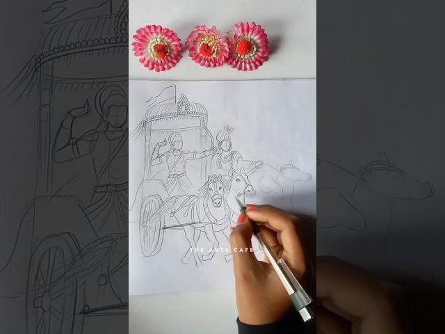 Tutorial: Mahabharat drawing Krishna Arjun|| #shorts