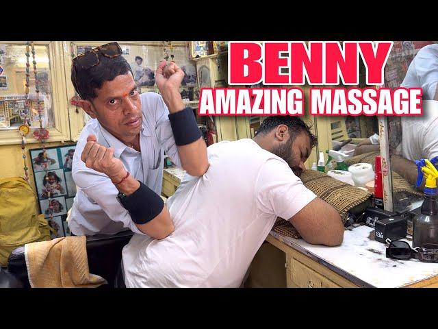 Benny Barber Back & Head Massage ASMR #indianbarber #babasen #sensoryoverload