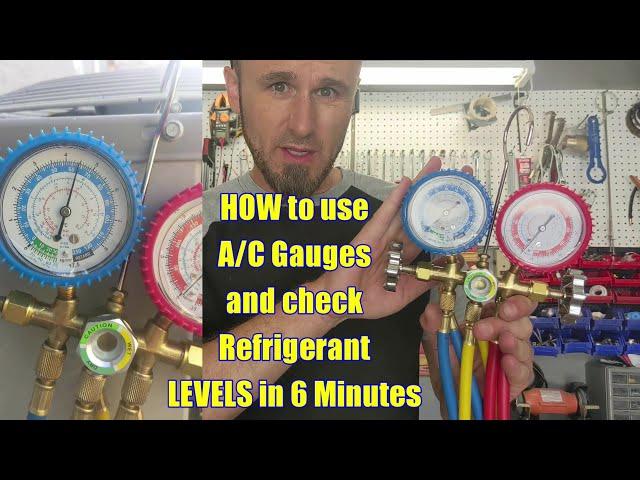 How to use AC gauges and check refrigerant level in 6 min Easy instructions for Beginners and DIYers