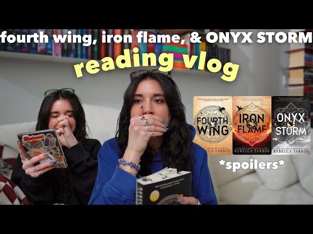 Reading Fourth Wing, Iron Flame, & Onyx Storm ️| spoiler reading vlog 