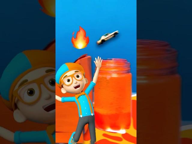The race track is LAVA?! ULIMATE  STEM Toy Car Challenge! #blippi #shorts