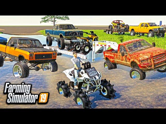 RICH REDNECK MUDDING! ($100K LIFTED DIESEL TRUCKS!) | FARMING SIMULATOR 2019