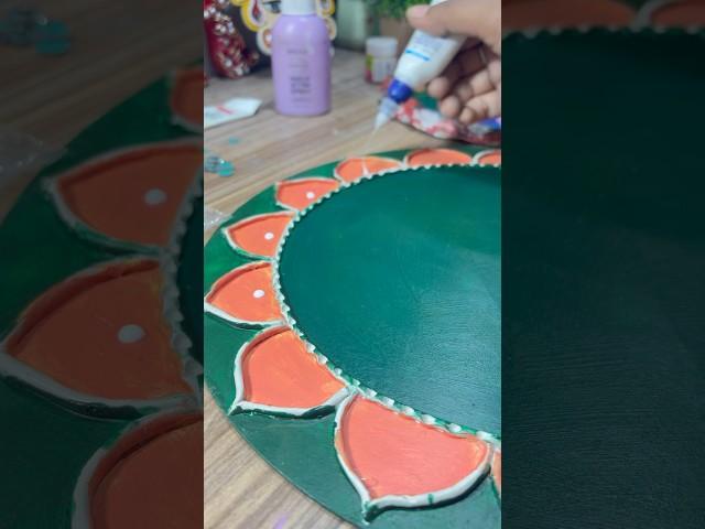Adding background to my painting #art #painting #craft #clay #clayart #lippanart #mdf #durga #shorts