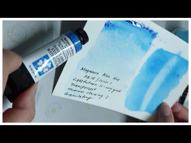 Daniel Smith Watercolour - Manganese Blue Hue pigment test + simple sky painting Art Vlog 05