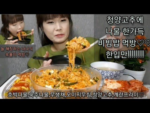 각종나물 한가득 청양고추 무생채 비빔밥먹방 비빔밥은 이렇게 비벼줘야 제맛이징 Bibimbap Eating Broadcast ビビンバモッパン。 拌饭吃播