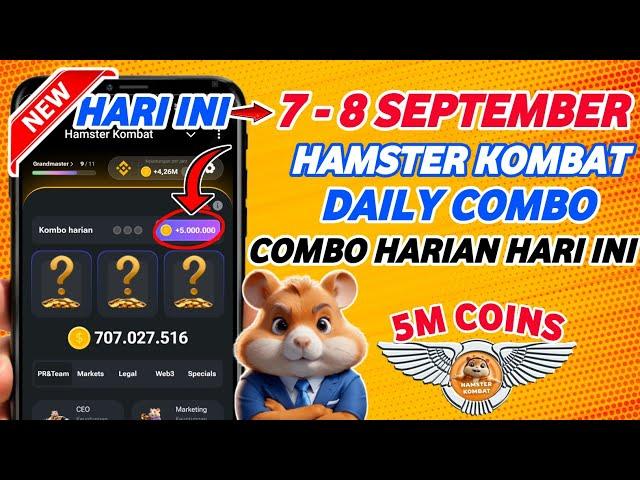 Combo Harian Hamster Kombat Hari Ini 7 - 8 September | Kombo Harian Hamster Kombat Terbaru