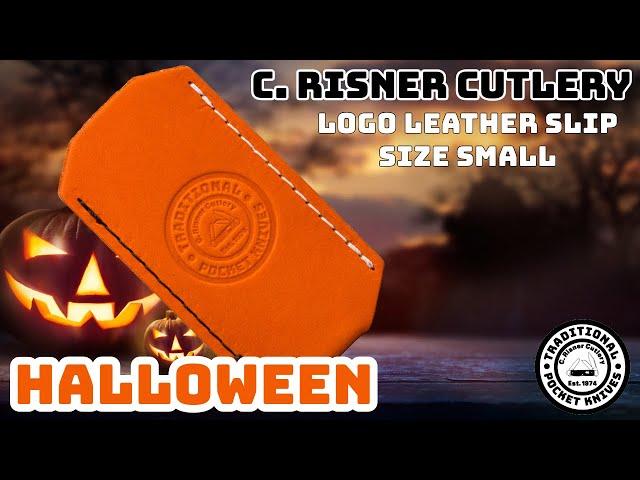 C. Risner Cutlery: Logo Leather Slip Small - Halloween Orange