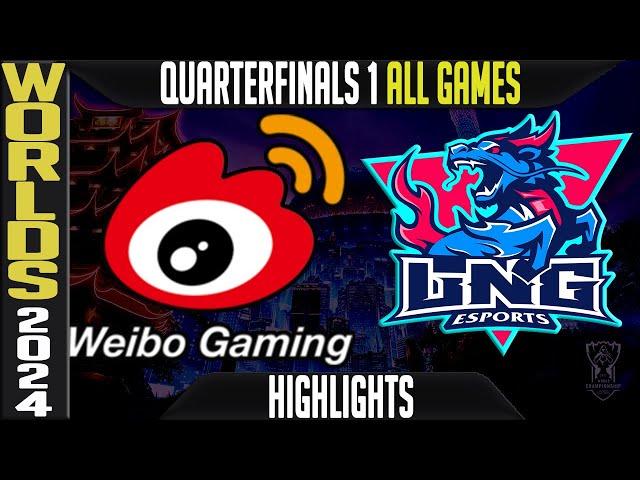 WBG vs LNG Highlights ALL GAMES | LoL Worlds 2024 Quarterfinals | Weibo Gaming vs LNG Esports