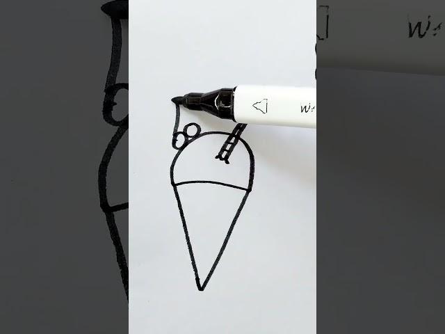 How to draw ice cream cone from alphabet letter V simple ice cream drawing#shorts #easydrawing#draw