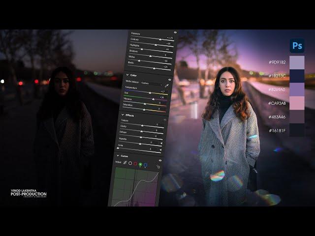 Cinematic Purple  Color Grading & Photo Retouching | Tutorial 074# | Photoshop CC 2024