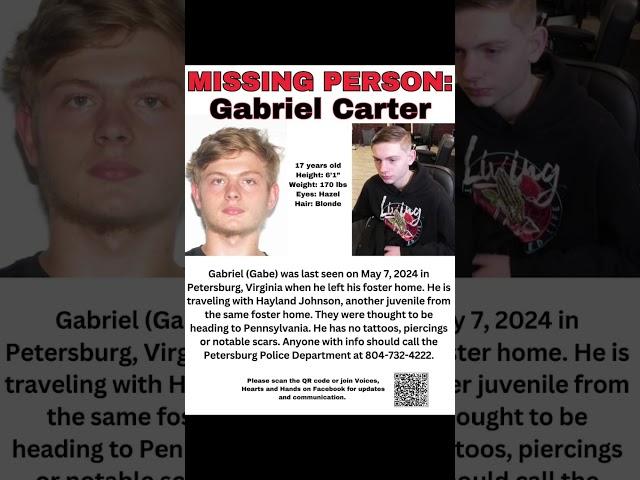 17 YEAR OLD GABRIEL CARTER IS MISSING FROM PETERSBURG VIRGINIA!!!  HELP BRING HIM HOME SAFE!!!