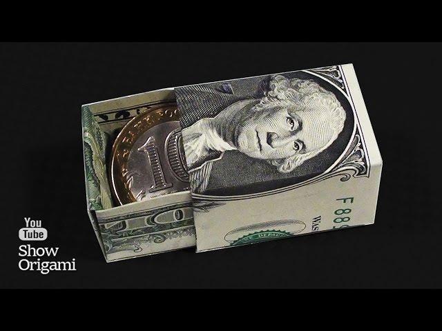 Origami box of money. How to make a box out of the dollar.