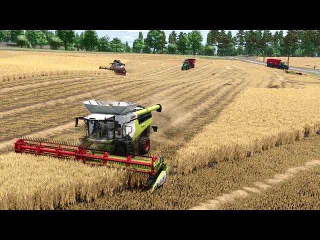 FS25 / Map Zielonka /  Harvest oat RSM161, FENDT 942, John Deere 8R 410, Claas Lexion 6900