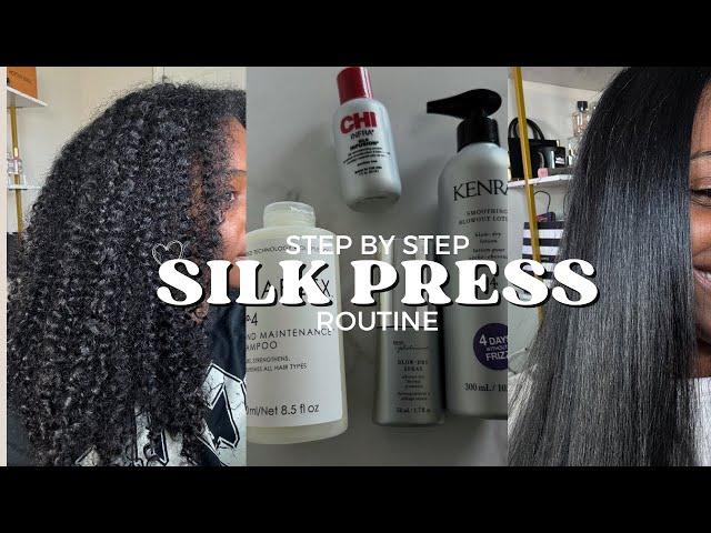 2024 DIY salon perfect silk press! black girl #olaplex briogeo, kenra, tools & more