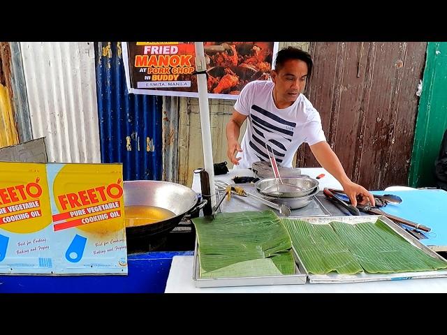 $1 Fried Chicken and Pork Chop Meal in Manila | Filipino Street Food