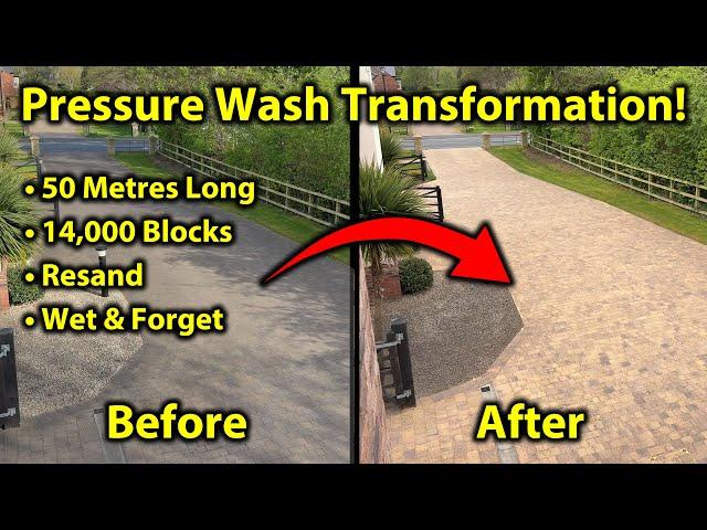 Pressure Wash 50m Long Block Driveway Transformation - Satisfying Pressure Washing