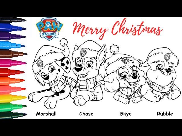 Paw Patrol Christmas Coloring Pages | Chase, Rubble, Skye, Marshall | #pawpatrol