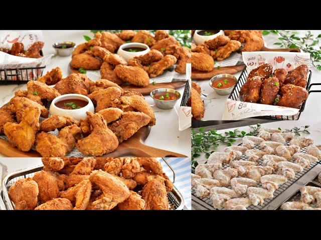 أجنحة الدجاج المقليه المقرمشه مع صلصة الباربكيو وصلصلة البافلو Fried chicken wings