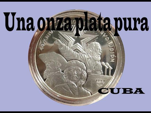 Moneda de cuba, una onza de plata pura, el Che Guevara y Fidel Castro