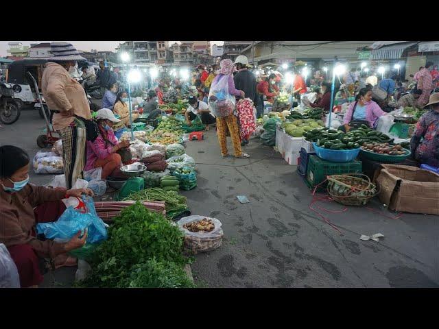 Morning Food  Market Scene Near Chhbar Ampov - Amazing Fruit Market Early Morning @Chhbar Ampov