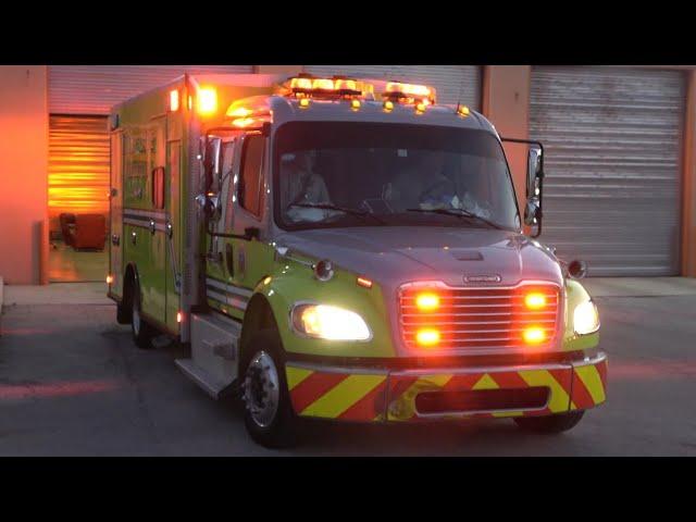 Miami-Dade Fire Rescue ambulance responding with air horn, siren and lights