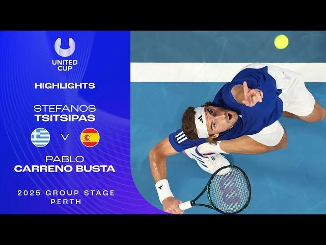 Stefanos Tsitsipas v Pablo Carreno Busta Highlights | United Cup 2025 Group C