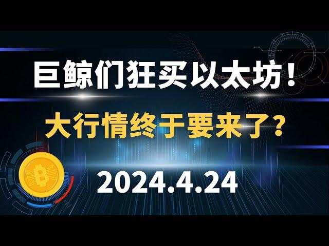 巨鲸们狂买以太坊！大行情终于要来了？4.24 比特币 以太坊 sol doge 行情分析。