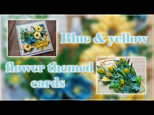  Blue & yellow  flower themed cards / Scrapbooking / Handzy Craft