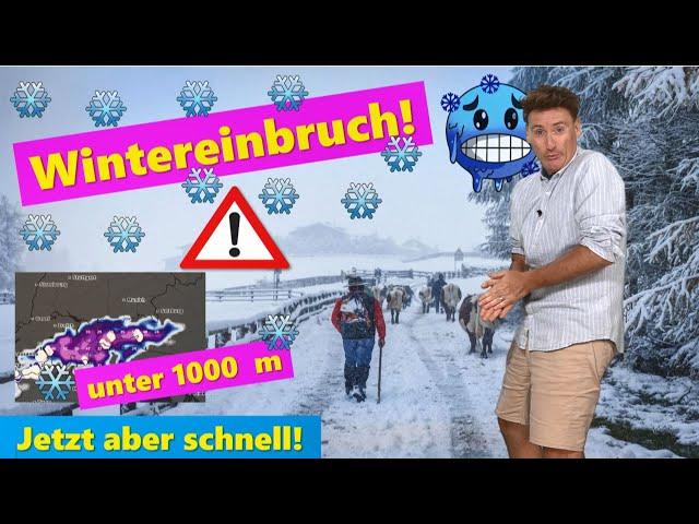 Der erste Schnee kommt, Wintereinbruch. Unwetterwarnung vor Starkregen, bis 200 mm im Süden