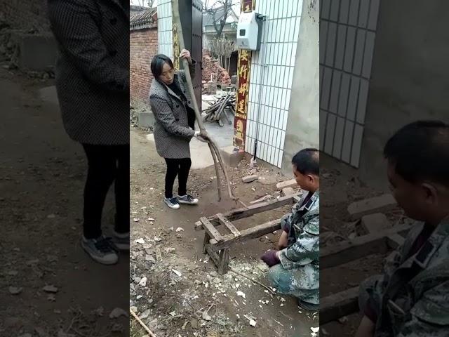 Natural wood pitchfork making process