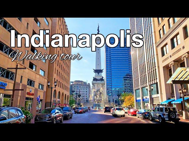 Indianapolis downtown walking tour 4K , the capital of Indiana, USA 