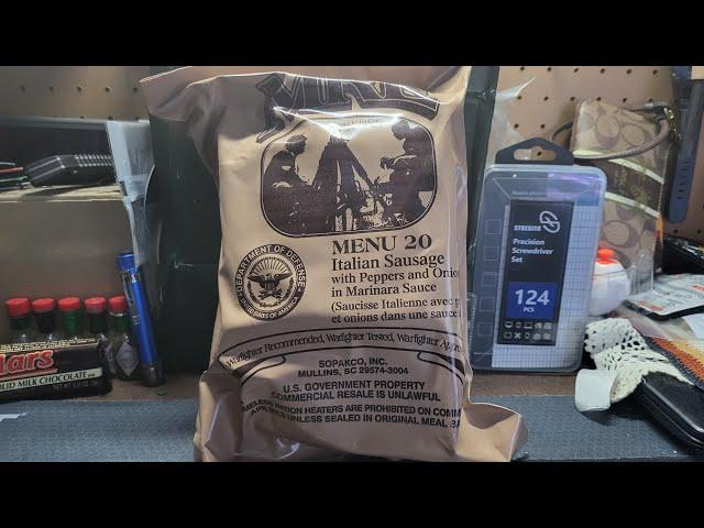 U.S MRE#20 ITALIAN SAUSAGE WITH PEPPERS AND ONIONS MRE REVIEW