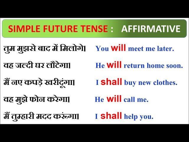 Simple Future Tense Affirmative Sentence | English Grammar | For Class 8,9,10 | Tense part-2